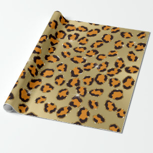 Orange Gold Glitzer Leopard Animal Print Cheetah Geschenkpapier