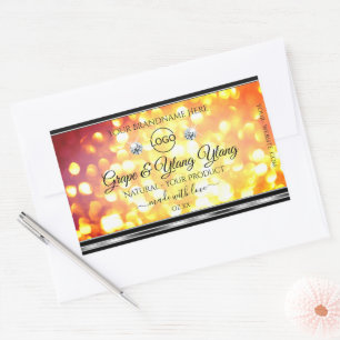 Orange Gold Glitzer Product Labels Diamonds Logo Rechteckiger Aufkleber