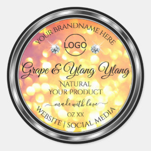 Orange Gold Glitzer Product Labels Diamonds Logo Runder Aufkleber