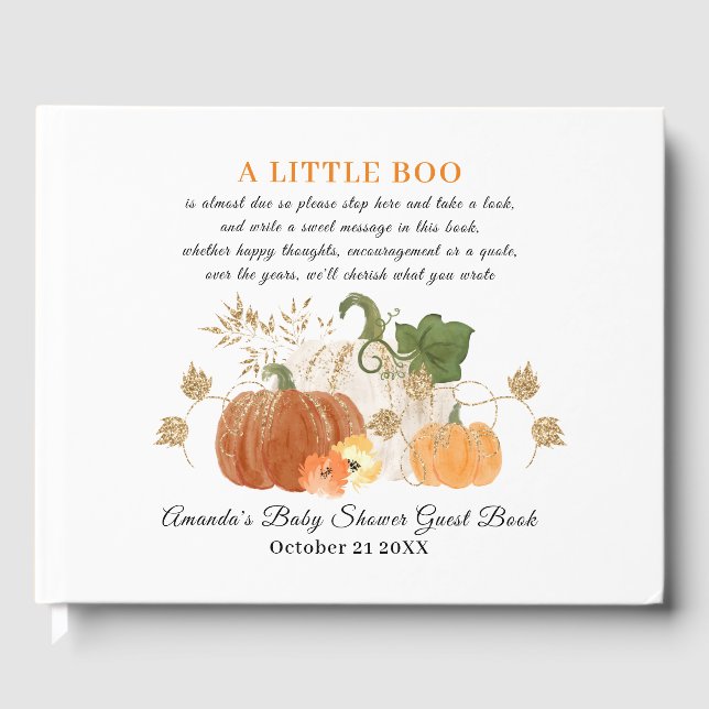 Orange Gold Halloween Fall Baby Showbook N Gästebuch (Vorderseite)