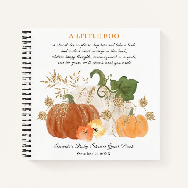 Orange Gold Halloween Fall Baby Showbook Notizbuch (Vorderseite)