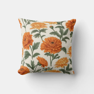 Orange Gold Herbst Marigolds Foliage Muster Kissen