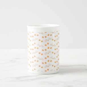 Orange Gold Hundepfoten-Muster Bone China Tasse