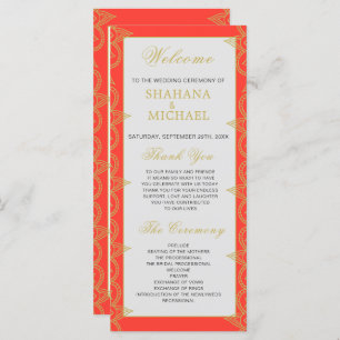 Orange Gold Pattern Wedding Program im indischen S Programm