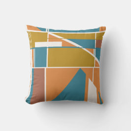 Orange Gold Rust Türkis White Geometric Motif Kissen