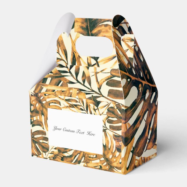 Orange Gold Tropical Palm Blätter Island Wedding Geschenkschachtel (Vorderseite)