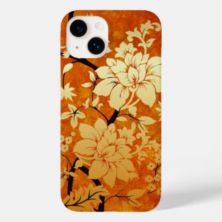 Orange Gold und Black Floral Oriental Style Case-Mate iPhone 14 Hülle