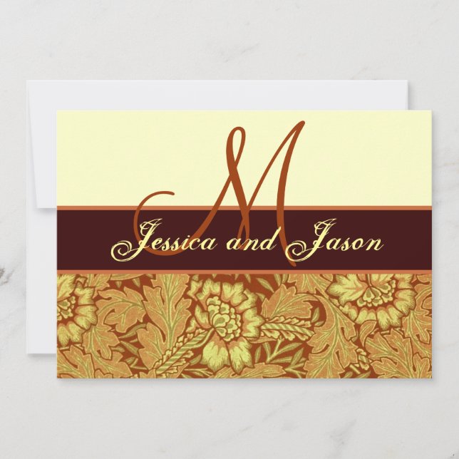 Orange Gold Yellow Damask Einladung zur Hochzeit (Vorderseite)