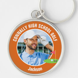 Orange Golfer Photo High School Golf Team Schlüsselanhänger