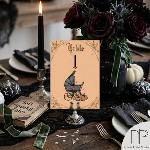 Orange Gothic Baby Shower Tischnummer