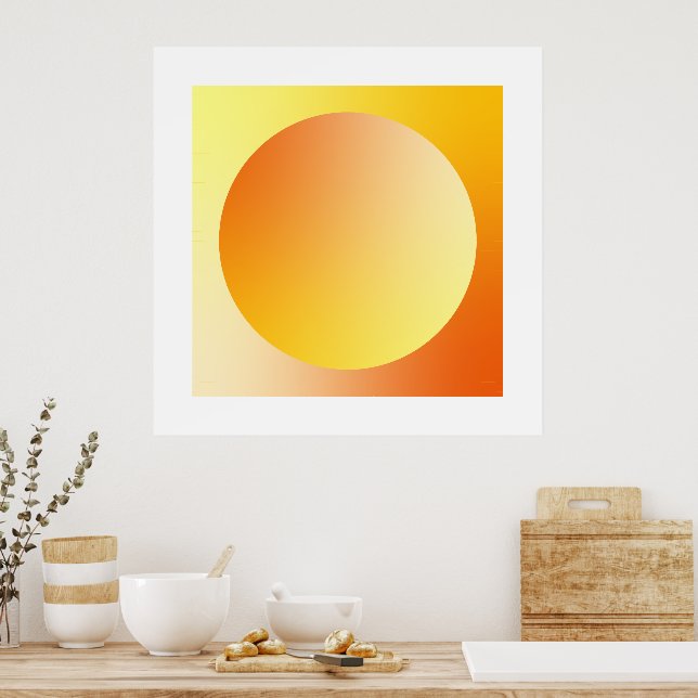 Orange Gradient Circle Vignette Abstract Design Poster (Küche)