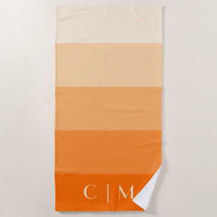 Orange Gradient Monogram Initials Bright Modern Strandtuch