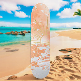 Orange Gradient Sunset Sun & Sea Funkelnd Glitzer Skateboard