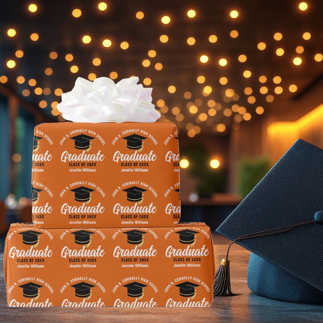 Orange Graduate Custom 2025 Graduation Party Geschenkpapier (Von Creator hochgeladen)