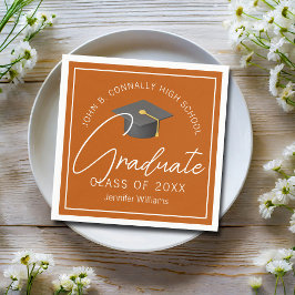Orange Graduate Custom 2025 Graduation Party Serviette