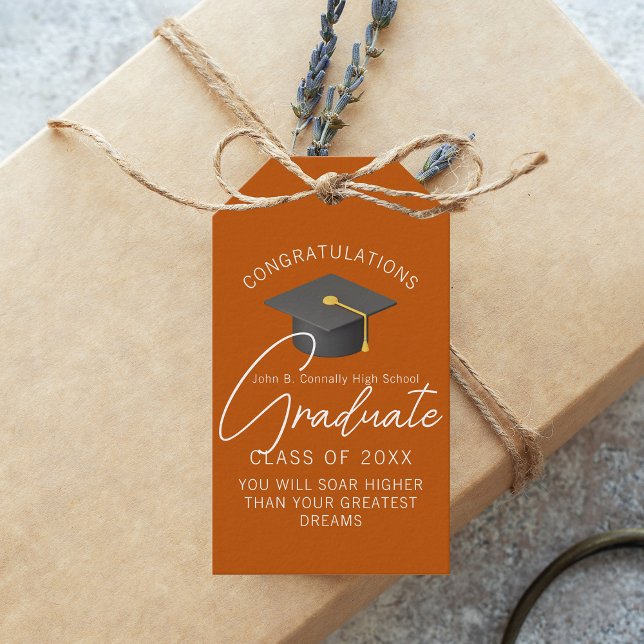 Orange Graduate Custom Graduate Party Geschenkanhänger (Von Creator hochgeladen)
