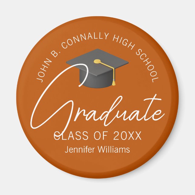 Orange Graduate Custom Graduate Party Magnet (Vorne)