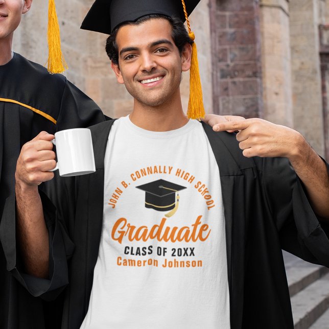 Orange Graduate Custom School 2025 Abschluss Tri-Blend Shirt (Von Creator hochgeladen)
