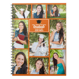 Orange Graduate Foto Collage Abschluss Geschenk Notizblock