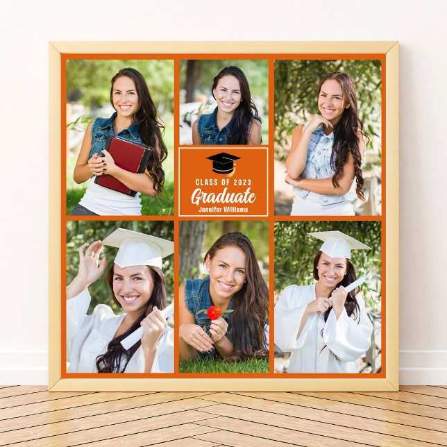 Orange Graduate Foto Collage Abschluss Square Poster (Von Creator hochgeladen)