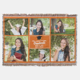 Orange Graduate Foto Collage Custom Abschluss Decke