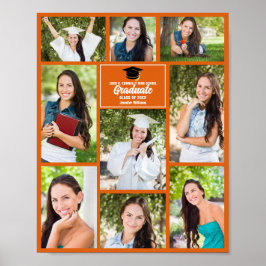 Orange Graduate Foto Collage Graduation Party Poster