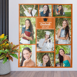 Orange Graduate Foto Collage Graduation Party Wandteppich