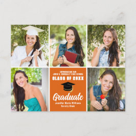 Orange Graduate Foto Collage Moderner Abschluss Postkarte
