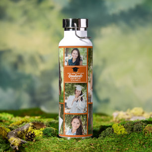 Orange Graduate Foto Collage Moderner Abschluss Trinkflasche