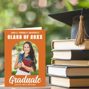 Orange Graduate Foto Moderner geflochtener Abschlu Ankündigung