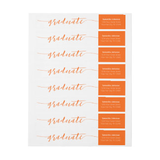 Orange Graduate Script Modern Wrap Um Label