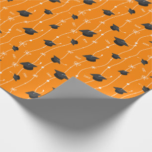 Orange Graduation Caps und Ribbon Geschenkpapier
