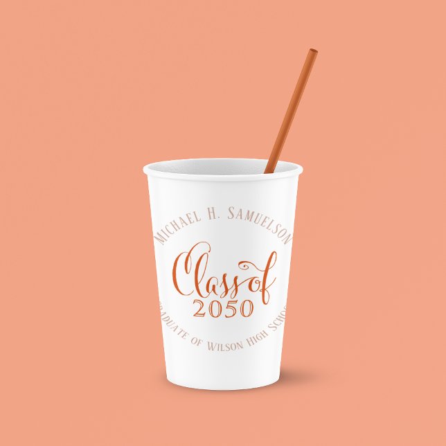 Orange Graduation Party Custom Classic Pappbecher (Graduation party custom paper cup.)