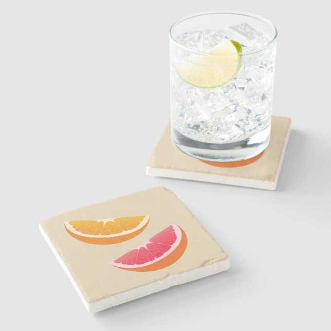Orange & Grapefruit Citrus Stone Coaster Steinuntersetzer (Seitenansicht)