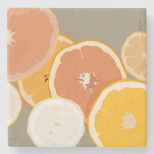 Orange Grapefruit und Lemon Citrus Illustration Steinuntersetzer