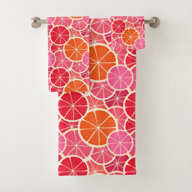 Orange & Grapefruit Zitrusfrüchte Muster Badhandtuch Set (Insitu)