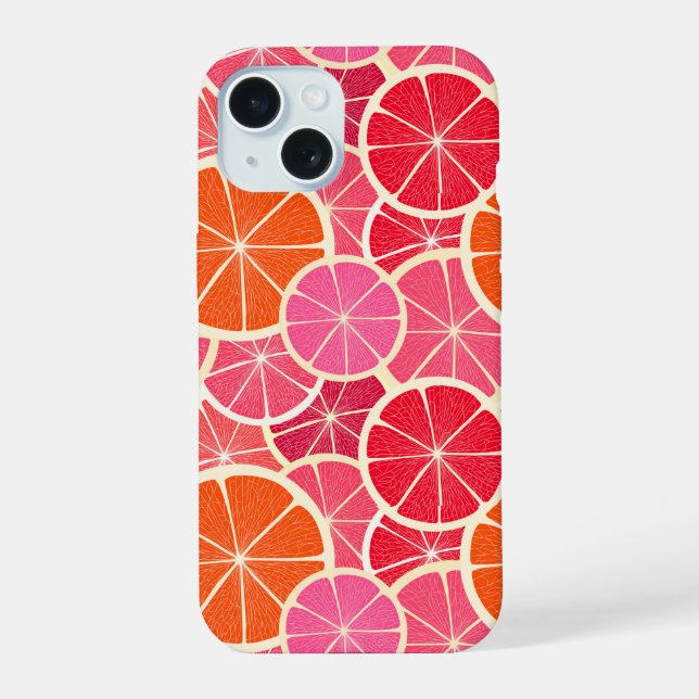 Orange & Grapefruit Zitrusfrüchte Muster iPhone 15 Hülle (Rückseite)