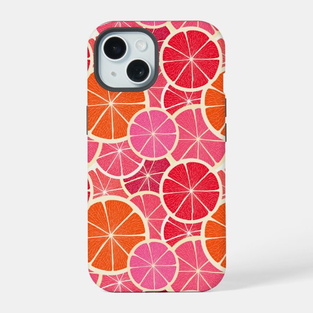 Orange & Grapefruit Zitrusfrüchte Muster iPhone 15 Hülle (Rückseite)