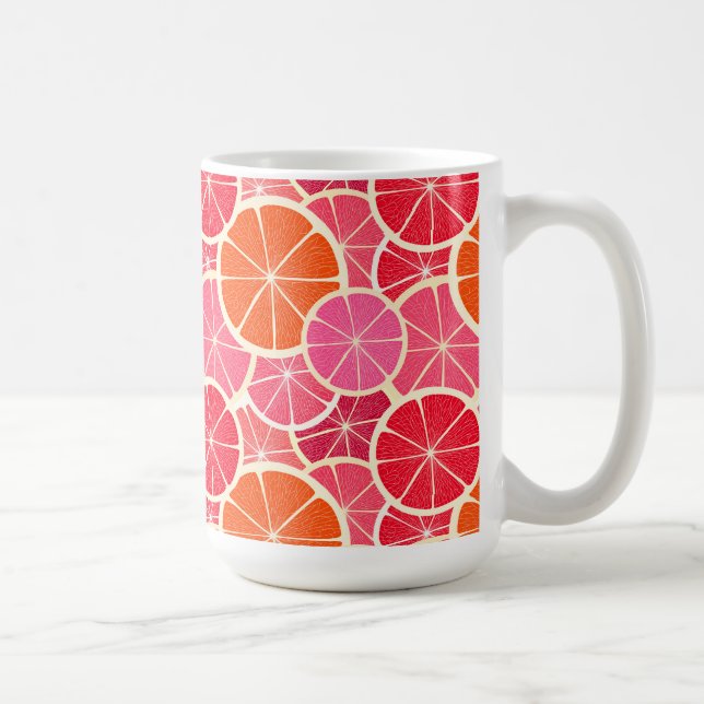 Orange & Grapefruit Zitrusfrüchte Muster Kaffeetasse (Rechts)