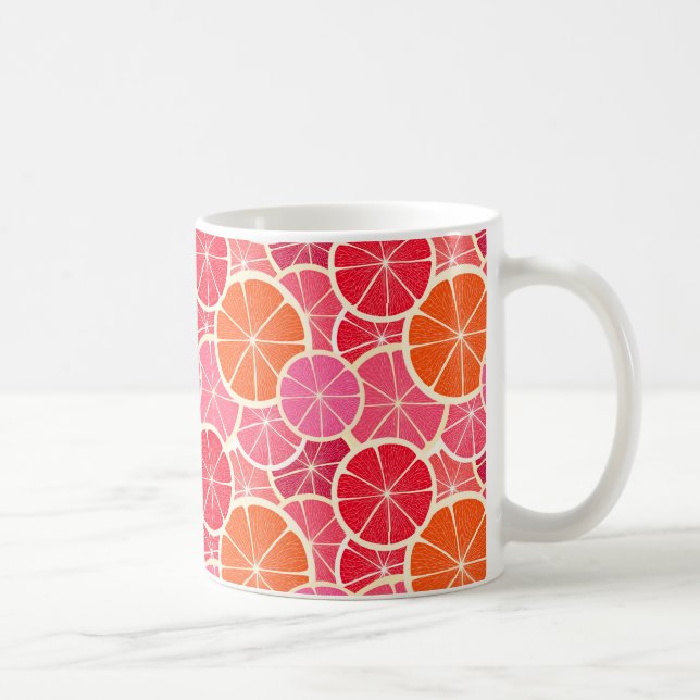 Orange & Grapefruit Zitrusfrüchte Muster Kaffeetasse (Rechts)