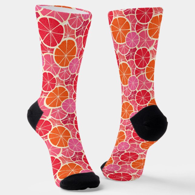 Orange & Grapefruit Zitrusfrüchte Muster Socken (Gewinkelt)