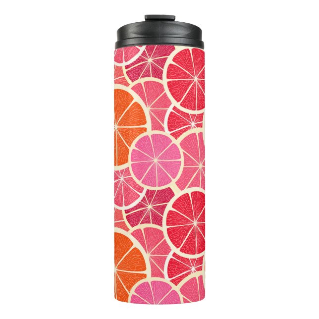 Orange & Grapefruit Zitrusfrüchte Muster Thermosbecher (Vorderseite)