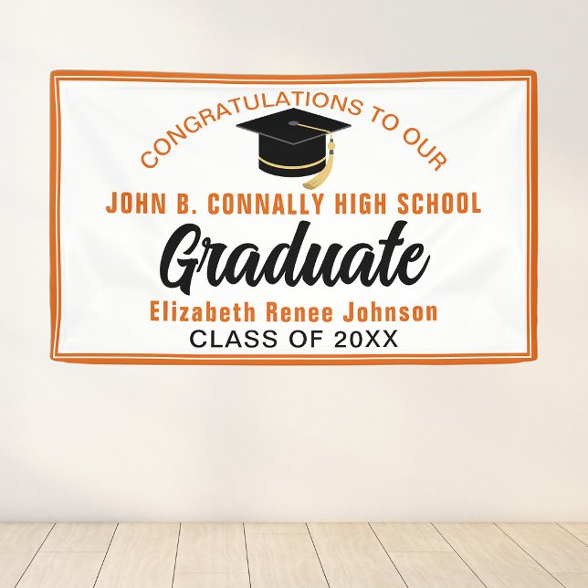 Orange Gratulations Absolvent Individuelle Party Banner (Von Creator hochgeladen)