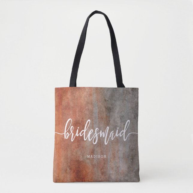 Orange Grau Bridesmaid Monogram (Vorderseite)