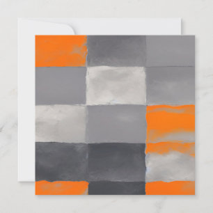 Orange Grau Kariert Abstrakt Einladung