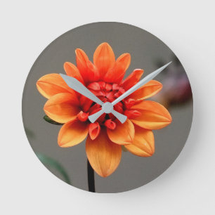 Orange & Grau Runde Wanduhr