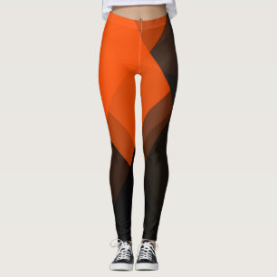 Orange Grau Schwarz Modernes geometrisches Muster Leggings