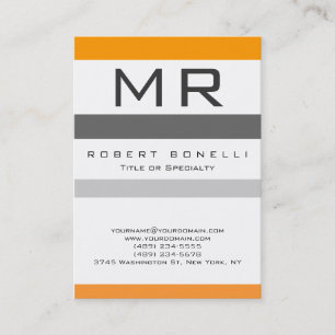 Orange Grau White Color Monogram Business Card Visitenkarte
