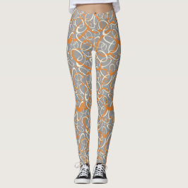 orange-graue Mod-Retro-Schleifen geometrisches Mus Leggings