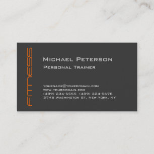 Orange Graue Visitenkarte für Personal Trainer Spo